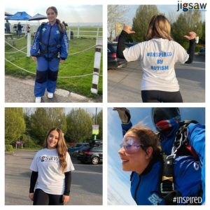 photographs of Kate at skydive day